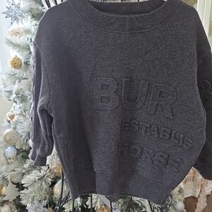 Boys BurrberryFleece Sweatshirt. Gray with Burberry logo.